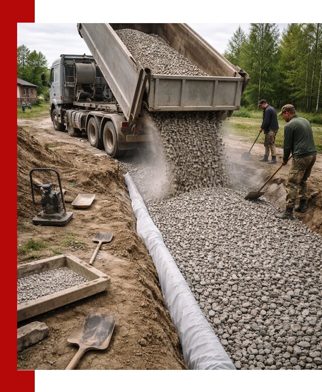 Гравий для дренажа с доставкой в Анапе качественный и недорогой