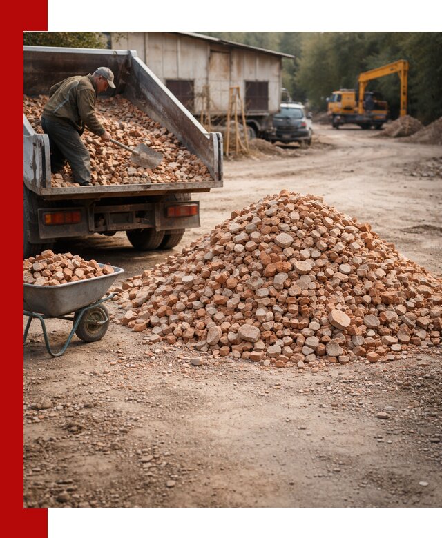 Доставка и подушка из боя кирпича с разгрузкой в Анапе