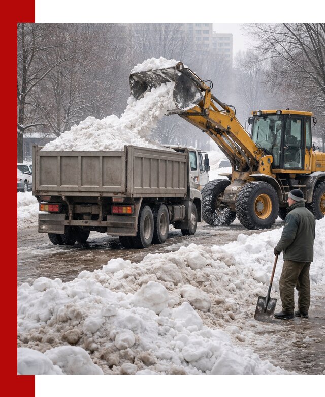 Вывоз снега грузовой техникой в Анапе оперативно и чисто