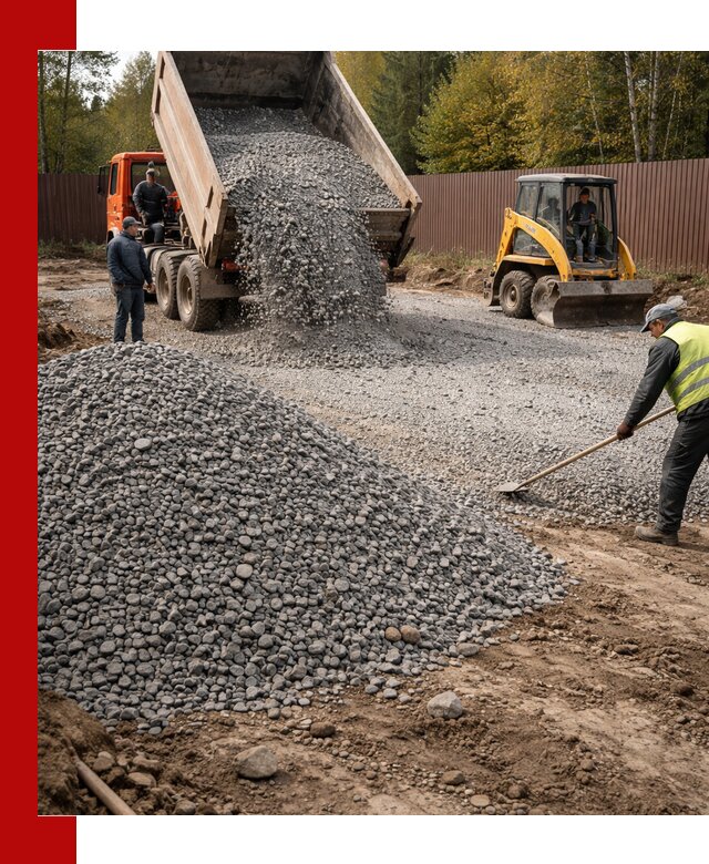 Отсыпка участка щебнем с доставкой и уплотнением в Анапе